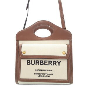Burberry Two Tone Canvas Leather Pocket Bag